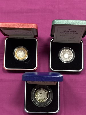 Lot 123 - Three Royal Mint Silver Proof Coins, includes...
