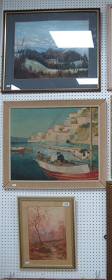 Lot 1541 - Five Hand-painted Artworks, including oil and...