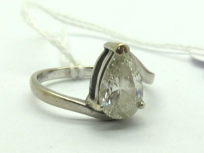 Lot 205 - An 18ct White Gold Large Pear Shape Single...