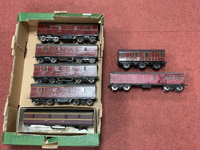 Lot 448 - Six 'O' Gauge/7mm Kit Built L.M.S Maroon...