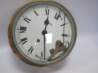 Lot 1344 - A Brass Military Wall Clock, bearing marks to...