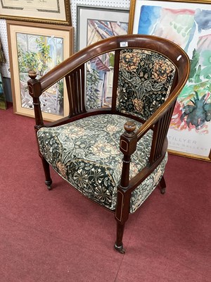 Lot 1550 - Edwardian Inlaid Tub Chair with slatted sides...