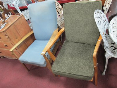 Lot 1578 - Two Mid XX Century Easy Chairs, both cable...