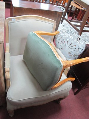 Lot 1566 - French Style Easy Armchair in Bleachwood frame,...