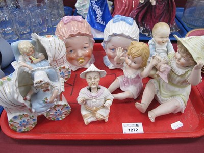 Lot 1272 - Two German Pottery Tobacco Jars as Baby Heads,...