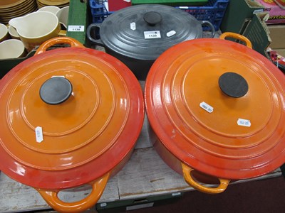 Lot 1139 - Le Creuset - two orange casserole dishes,...