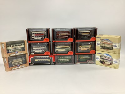 Lot 746 - Thirteen Diecast Model Buses and Trams. Mostly...