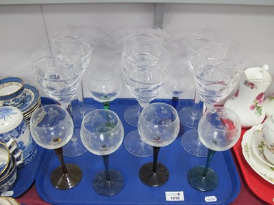 Lot 1218 - Six Large Wine Glasses, 25cm high, together...