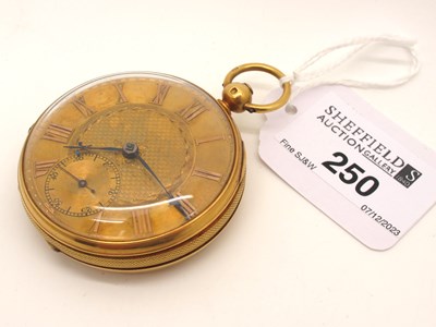 Lot 250 - An 18ct Gold Cased Openface Pocket Watch, the...