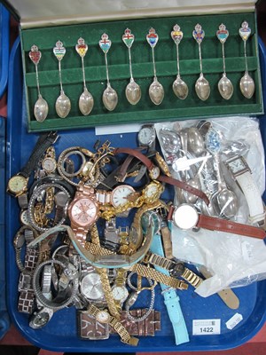 Lot 1357 - Ten Enamel Souvenir Spoons in Case, together...