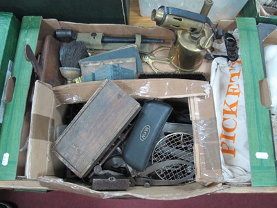 Lot 1112 - Tools to Include a Brass Monitor Paraffin...