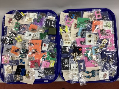 Lot 215 - A Collection of Modern Costume Earrings :- Two...