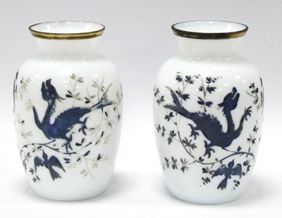 Lot 1016 - A Pair of Late XIX Century Opaque Glass Vases,...