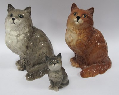 Lot 1229 - Beswick 1867 Brown & Grey Cats, 20cm high,...