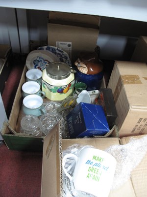 Lot 1036 - Denby Teacups, Wade Tetley cookie jar, glass...