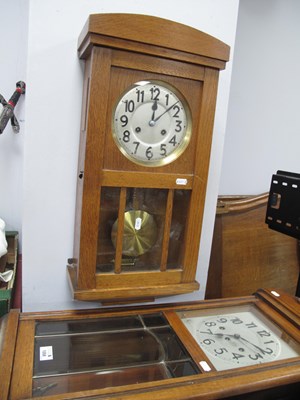 Lot 1058 - A Pair of Early XX Century Oak Wall Clocks,...