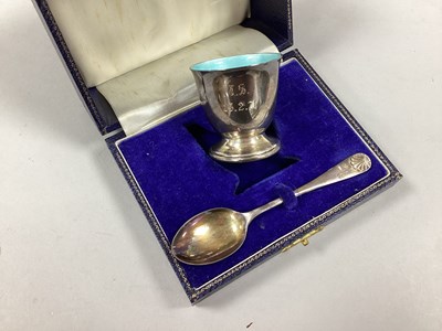 Lot 7 - A Hallmarked Silver and Blue Enamel Lined Egg...