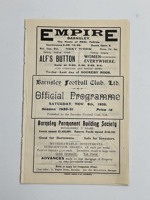 Lot 741 - 1930-1 Barnsley v. Burnley Programme, dated...