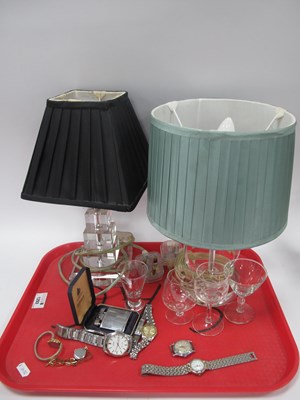 Lot 1293 - Graduated Glass Cube Table Lamp, 17.5cm high...
