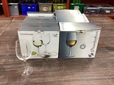 Lot 1096 - Six boxes of white wine glasses.