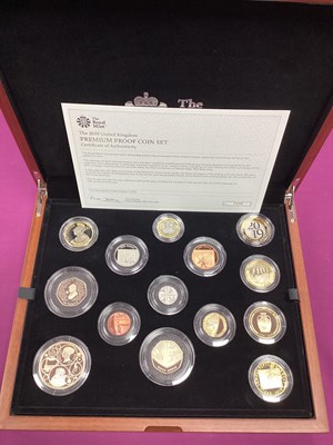 Lot 104 - 2019 Royal Mint UK Premium Proof Coin Set,...