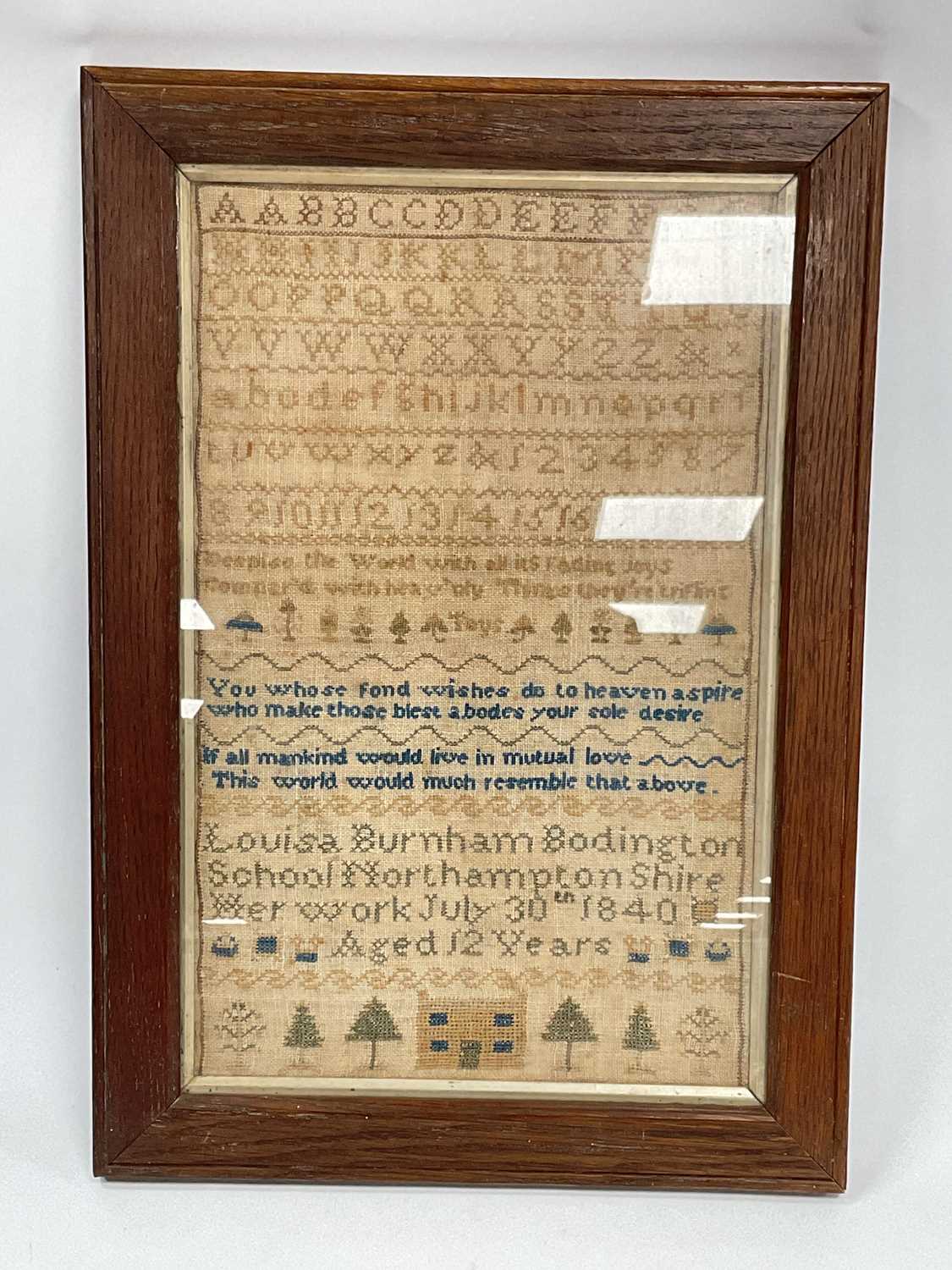Lot 1288 - A Mid XIX Century Sampler, worked by Louisa...
