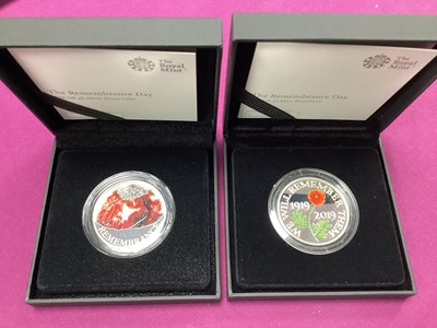 Lot 136 - Two Royal Mint UK Silver Proof Remebrance Day...