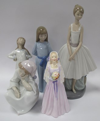 Lot 1213 - A Collection of Five Porcelain Figurines,...