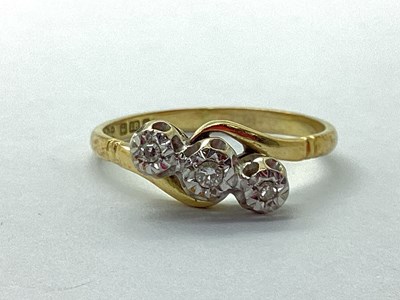 Lot 66 - A Vintage 18ct Gold Three Stone Diamond Ring,...