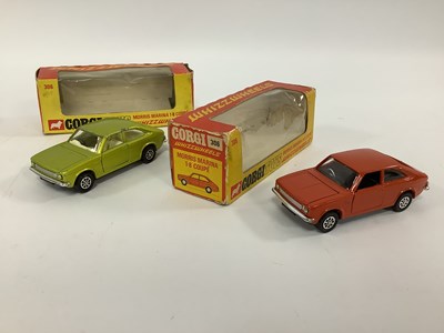 Lot 918 - Two Original Corgi 306 Morris Marina 1.8 Coupe,...