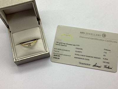 Lot 87 - A Dainty Modern Single Stone Princess Cut...