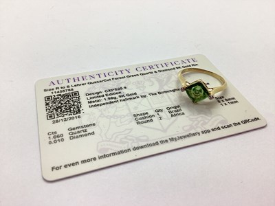 Lot 86 - Gemporia; A 9ct Gold Green Quartz Lehrer Ring,...