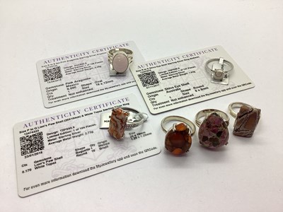 Lot 159 - Gemporia; Three Modern Dress Rings, stamped...