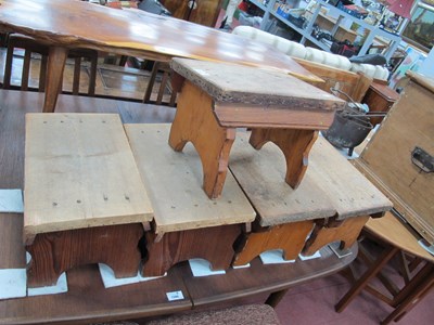 Lot 1587 - XIX Century Pine Stools with Sloping Tops,...