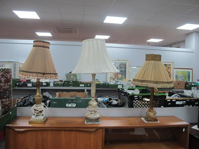 Lot 1554 - Gilt Metal Onyx Table Lamp, on a square base,...