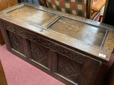 Lot 1607 - Late XVII Century Joined Oak Coffer, with a...