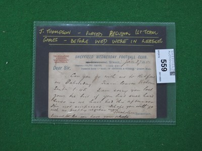 Lot 559 - 1890 Sheffield Wednesday Player Invitation...