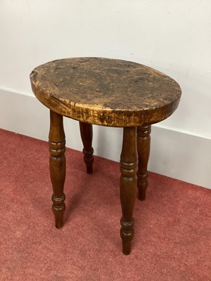 Lot 1564 - A XIX Century Stool, with oval burr elm top on...