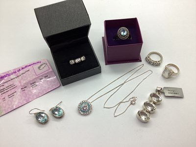 Lot 269 - A Hallmarked Silver Modern Three Stone Drop...