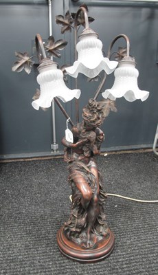 Lot 1610 - Resin Table Lamp as a Scantily Clad Maiden...