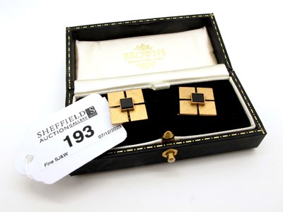 Lot 193 - A Pair of Art Deco Style Cufflinks, the square...