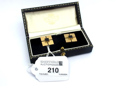 Lot 210 - A Pair of Art Deco Style Cufflinks, the square...