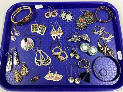 Lot 264 - A Collection of Cloisonné Enamel Earrings and...