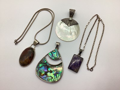 Lot 172 - A Large Modern Shell Inset Statement Pendant,...