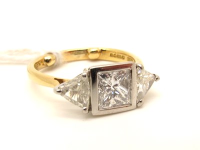 Lot 162 - A Modern 18ct Gold Princess and Trillion Cut...