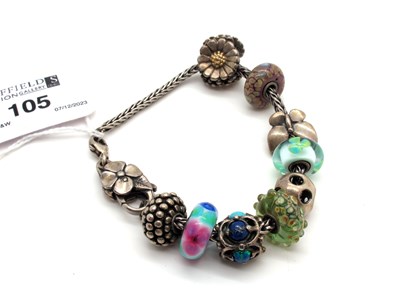 Lot 105 - Trollbeads; A Modern Sliding Charm Bracelet,...