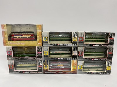 Lot 761 - Nine 1:76 scale Diecast model trams by Corgi,...