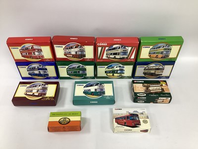 Lot 699 - Twelve Diecast model buses by Corgi. Including...