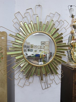 Lot 1588 - Circular Wall Mirror, in wirework sunburst...