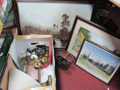 Lot 1142 - Binoculars 8 x 26, musical box, brassware,...